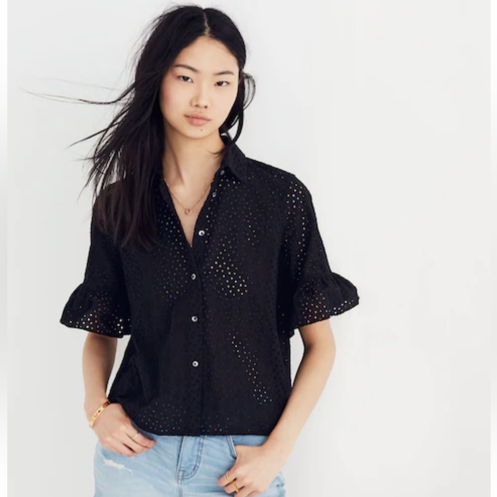 MADEWELL EYELET BELL SLEEVE SHIRT